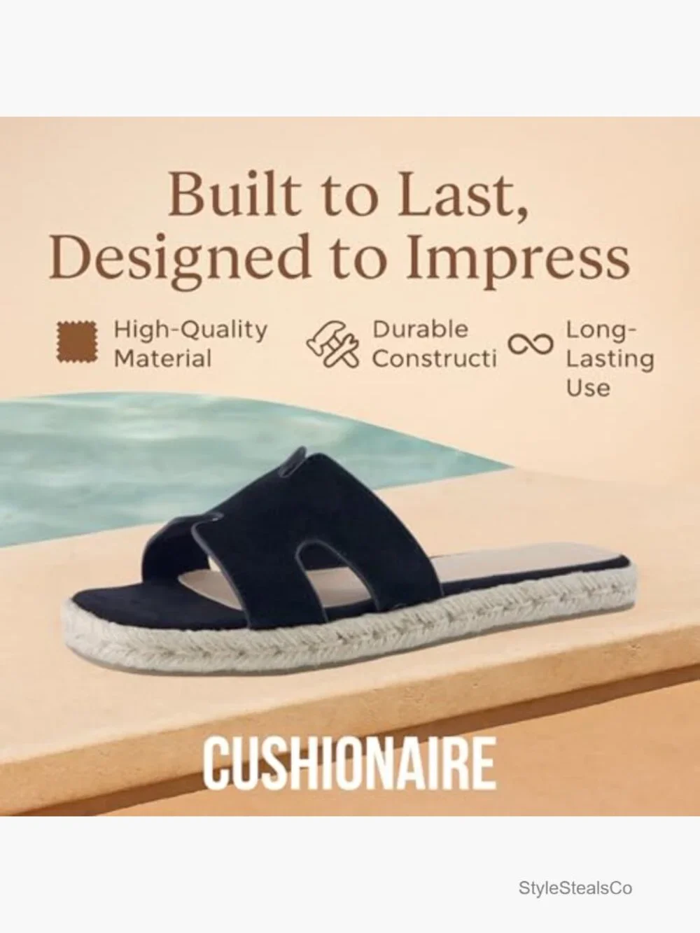 Suede Cutout Espadrille Slide Sandals with Cushioned Footbed - Picture 6 of 7